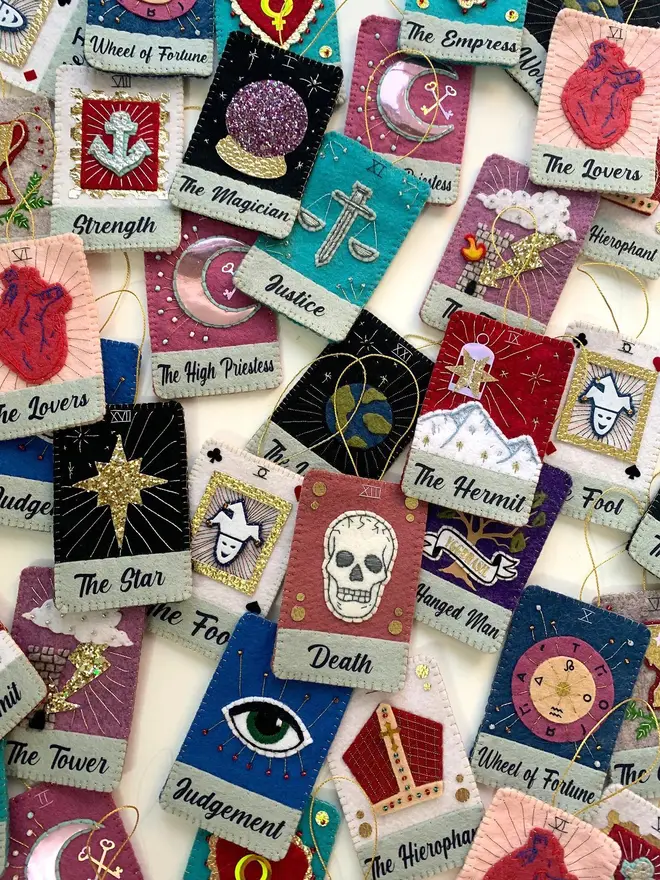 Hand Embroidered Tarot Card Decorations