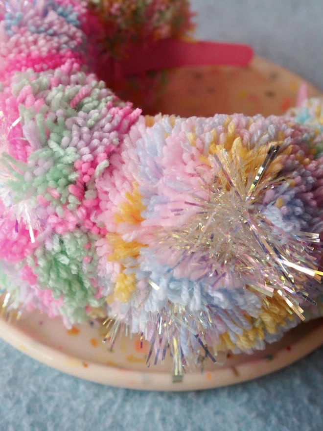 Tinsel Pastel Iridescent Pom Pom Headband