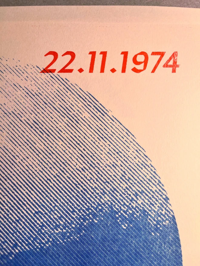 'Pink Floyd' Handmade Risograph Gig Poster, close up. 