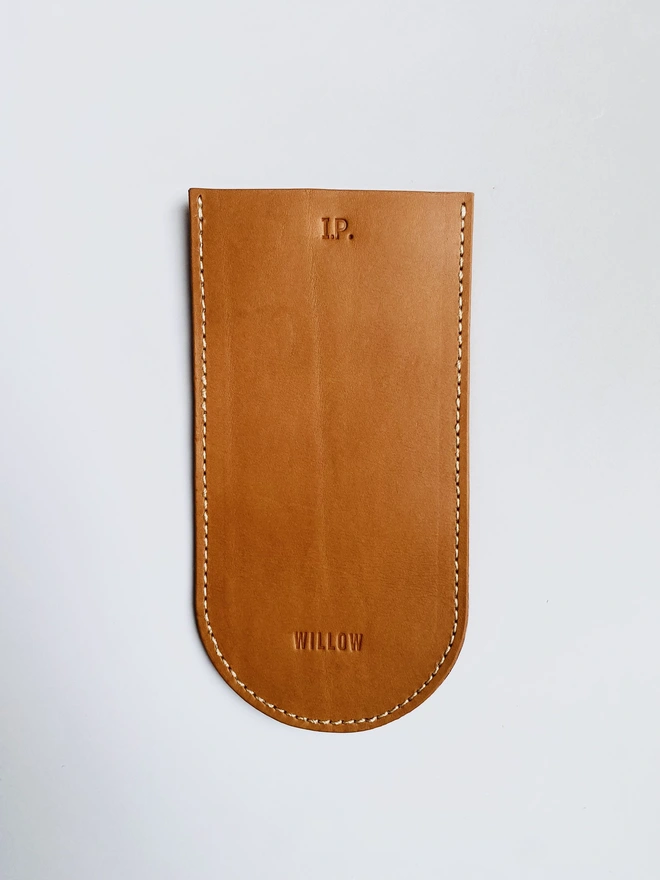 Personalised brown leather glasses case