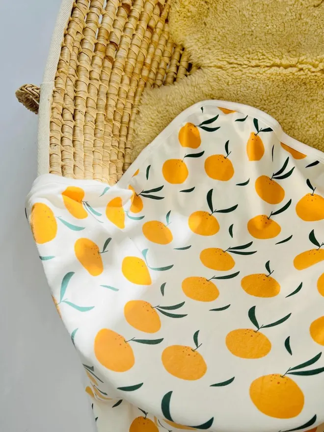 Cream 'Clementine Grove' Organic Cotton Baby Cot Blanket