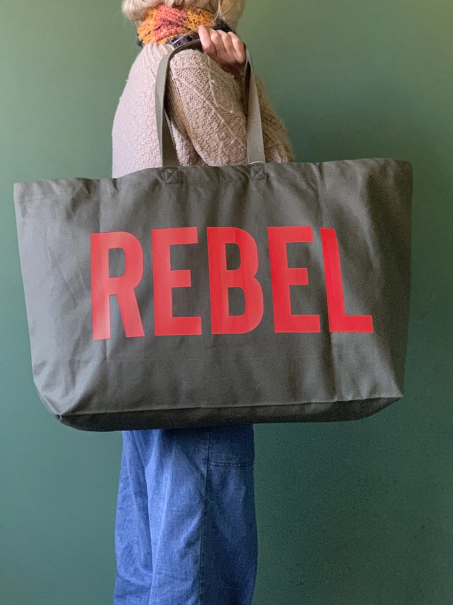 Rebel Rebel Supersize Tote - Olive Green