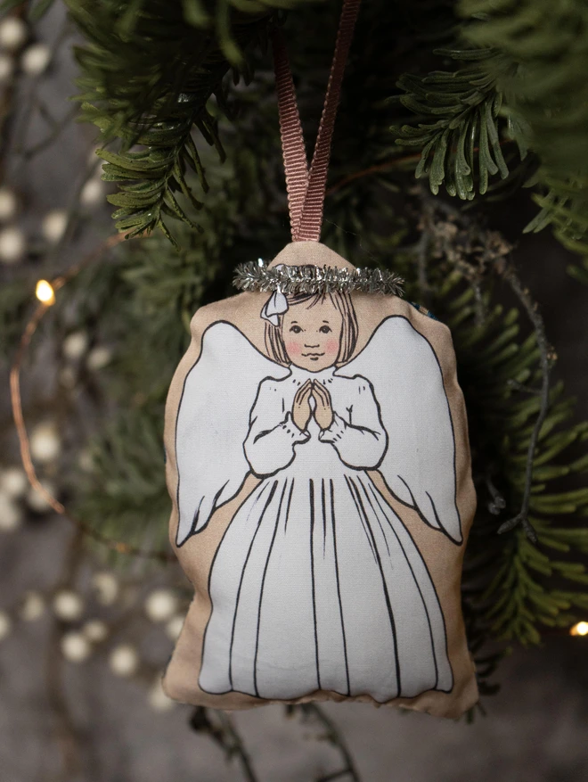 fairy plush angel tree decoration blonde fairy praying