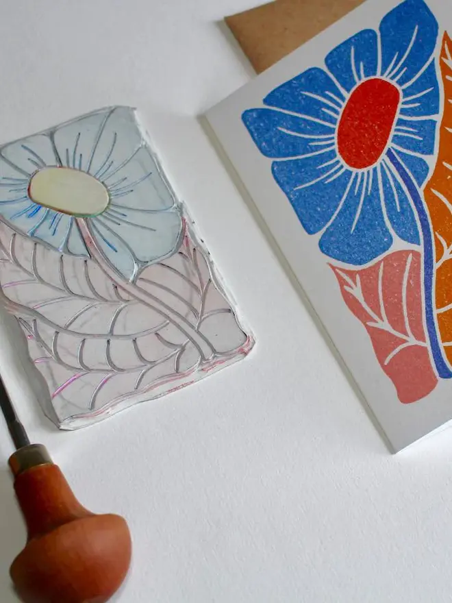 blue floral greeting card