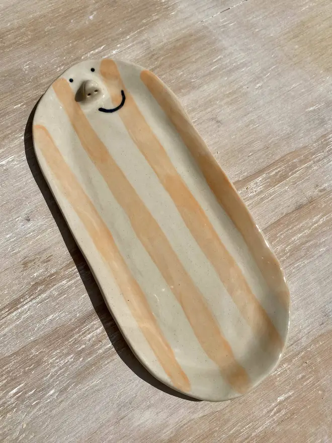 pastel orange long trinket dish