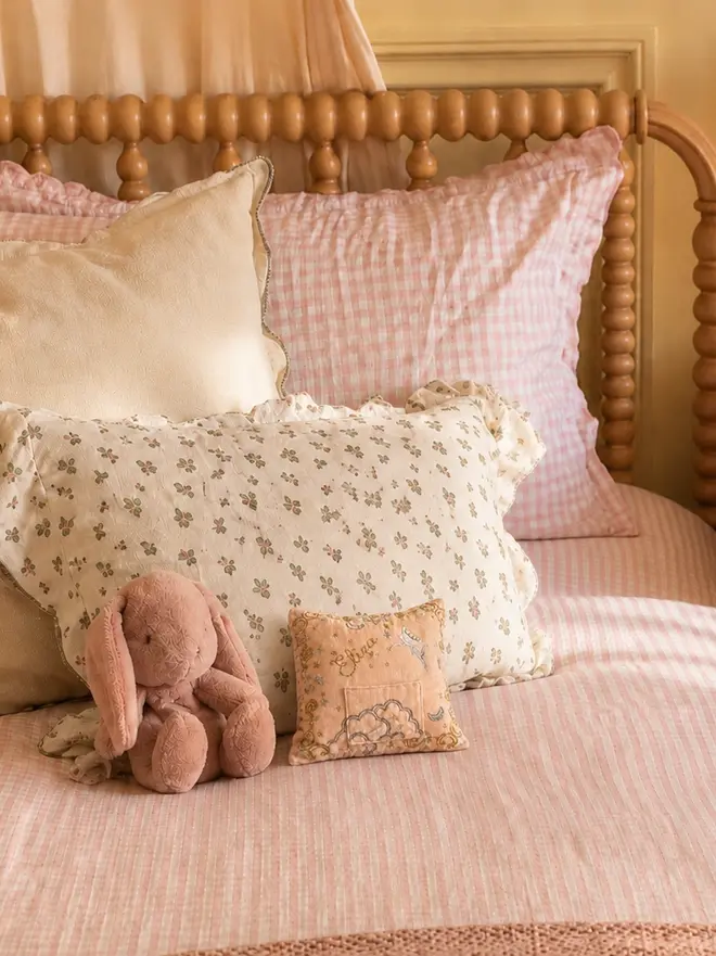 Little girls bedroom - tooth fairy pillow, floral ruffle and gingham pillows 