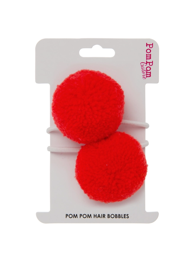 pom pom hair bobble elastic set of 2 4cm orange 