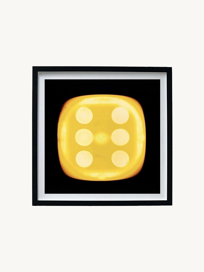 Yellow Six Dice Framed in Black