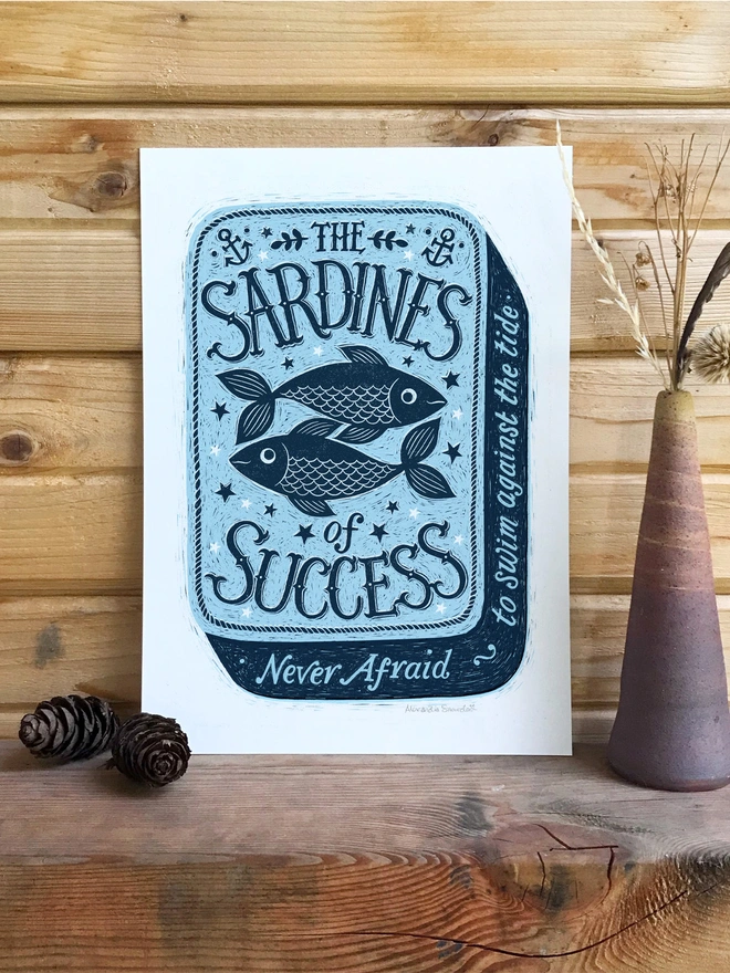 blue sardine print wood cabin background