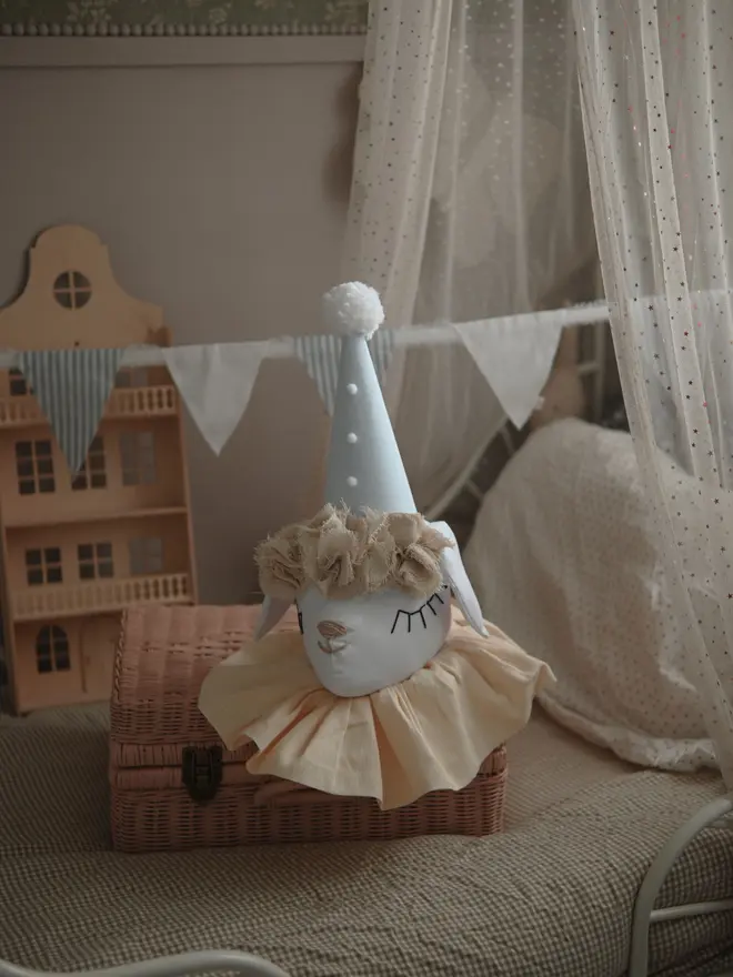 Sheep animal wall art in a charming circus-inspired style