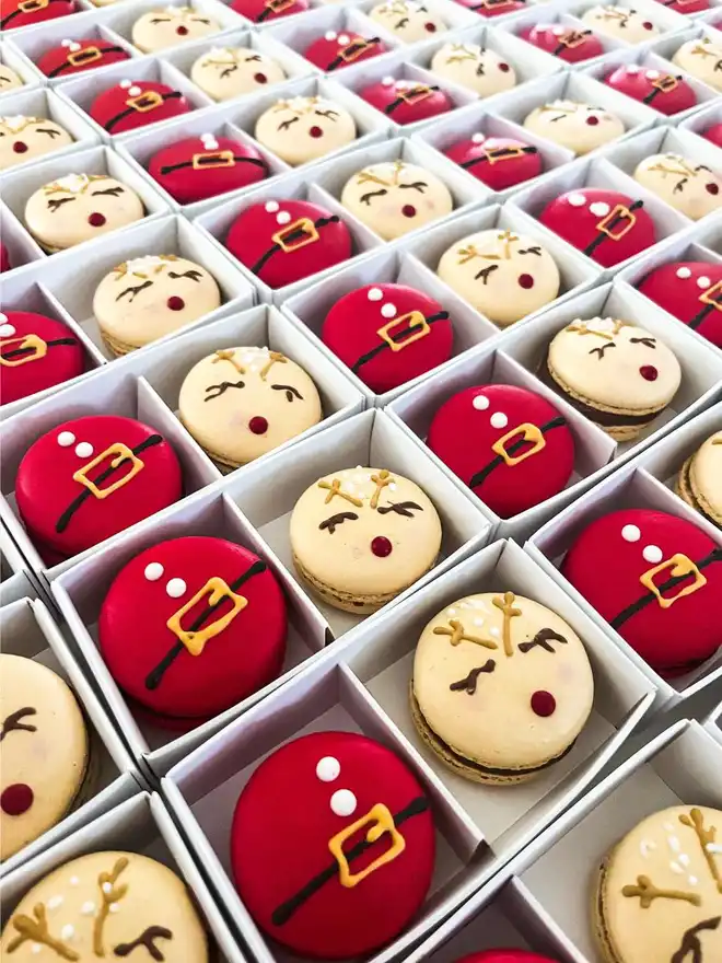 Macaron Stocking Fillers_ Santa & Rudolf Character Macarons__The March Hare Bakery