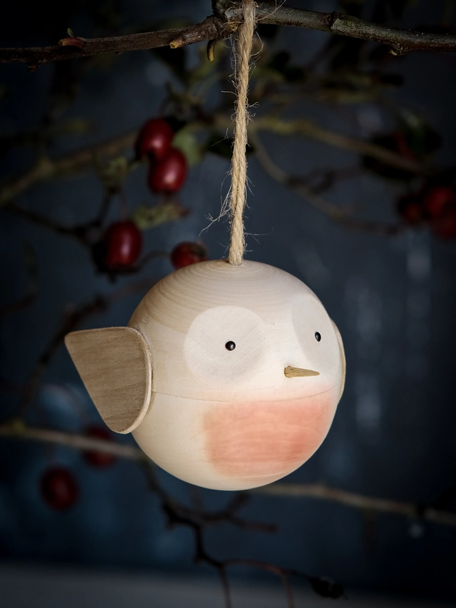 Wooden robin christmas tree decoration