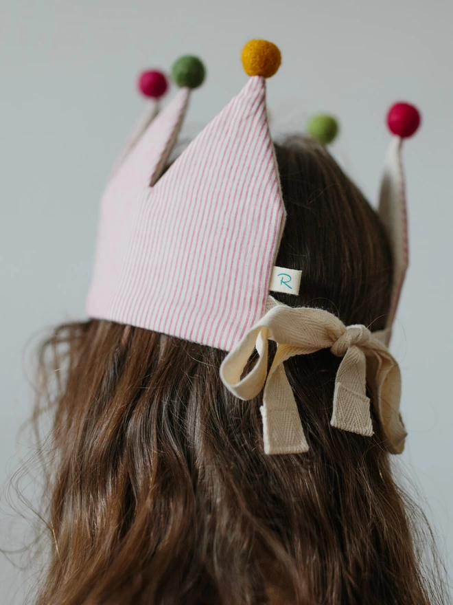 Circus Crown with pom poms on girl