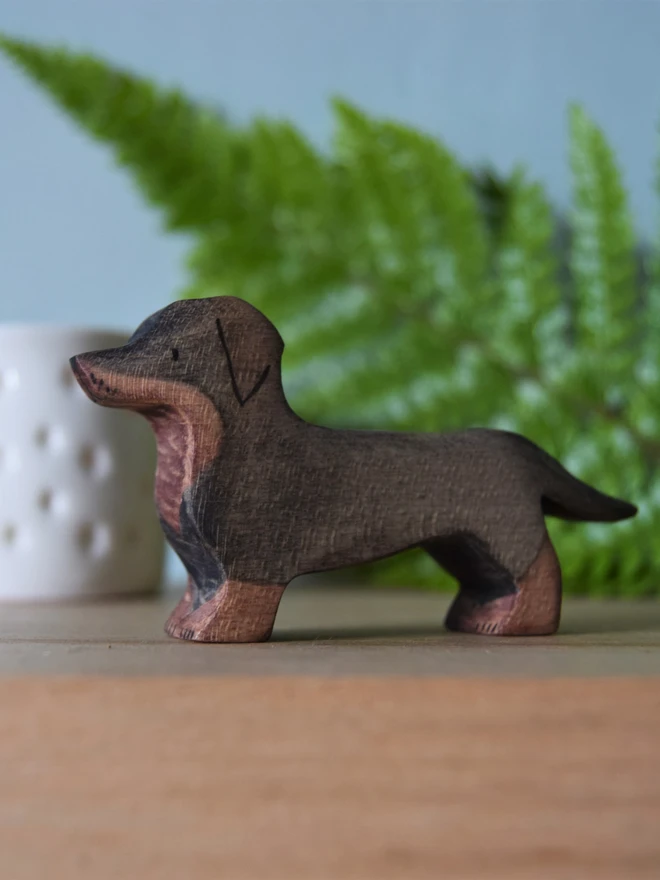 Handmade ecofriendly wooden toy figurines, dog toy figures made by hand by Eric and Albert made in Wales, UK