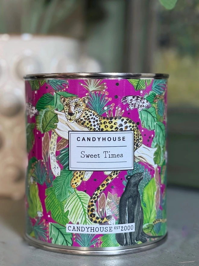 leopard candyhouse jungle tin pink