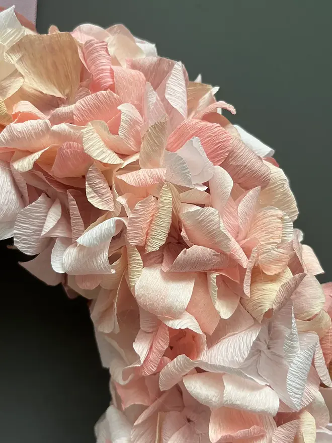 Cream, Taupe & Peach Crepe Paper Wreath