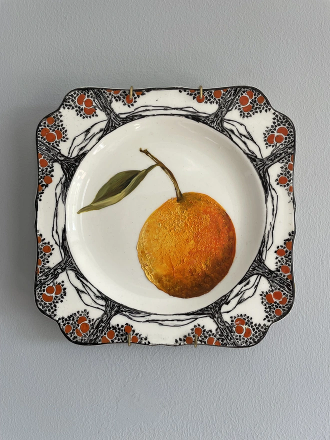 Mandarin Painting On Art Deco Tea Plate