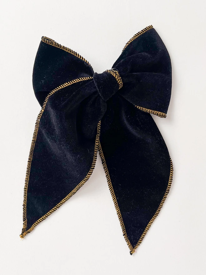 navy velvet hair bow for girls