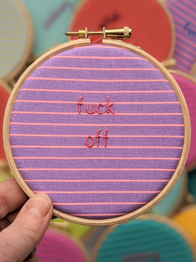 FUCK OFF EMBROIDERED HOOP