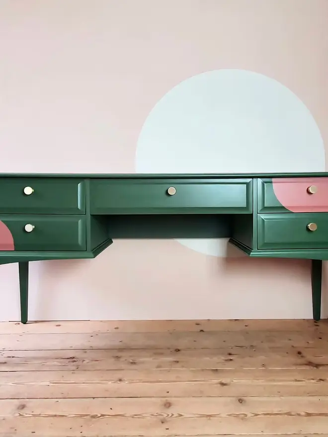 Green and pink dressing table or desk