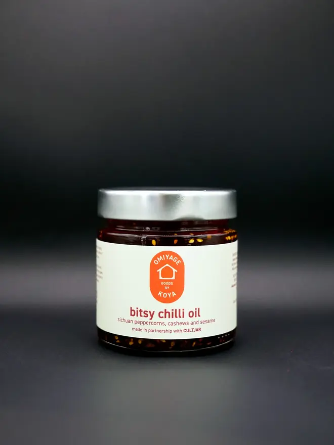 jar of chilli oil with white label