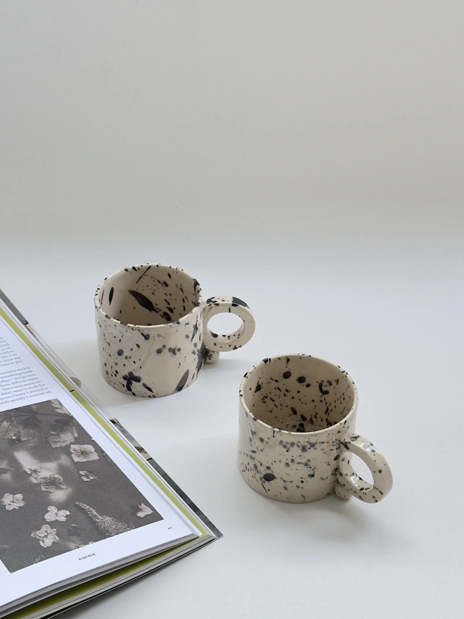 Black speckled modern ceramic mug