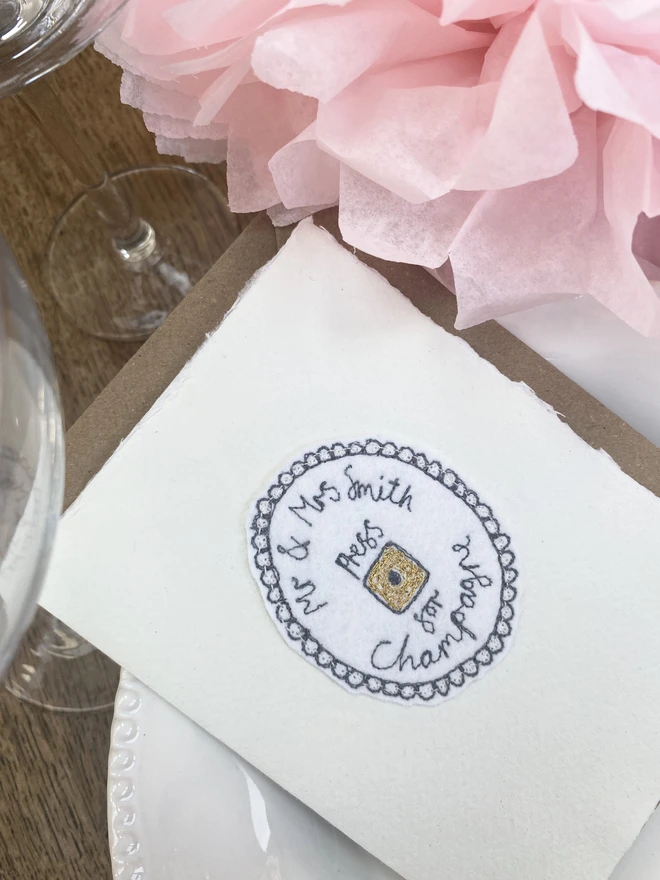 Personalised Couple Wedding Press For Champagne Card