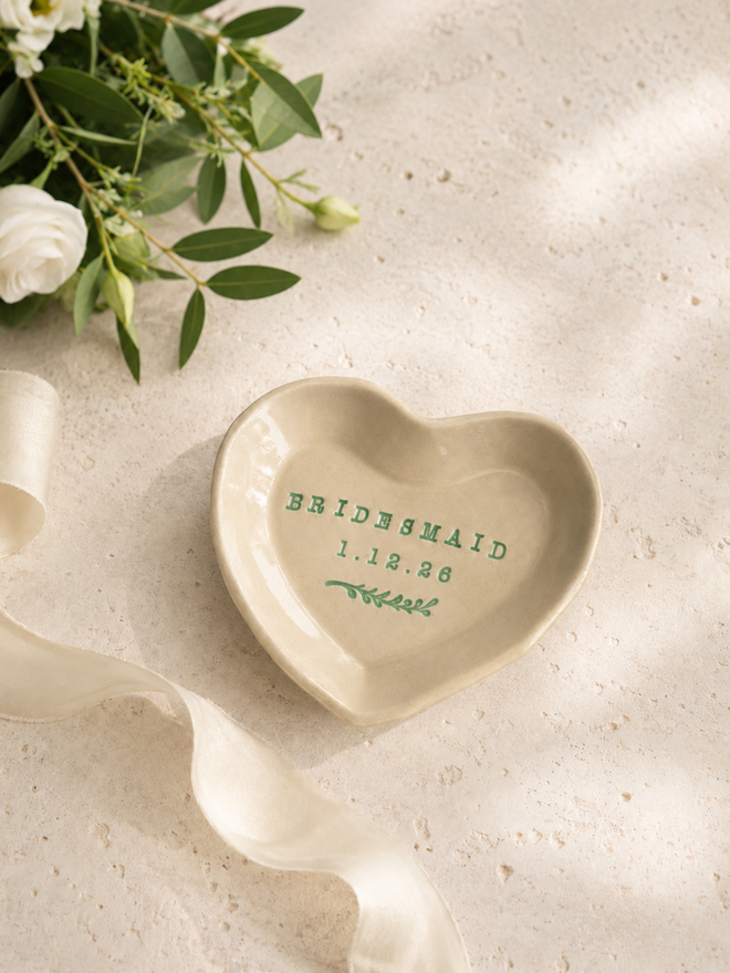 ceramic wedding gift heart trinket dish, jenny hopps pottery