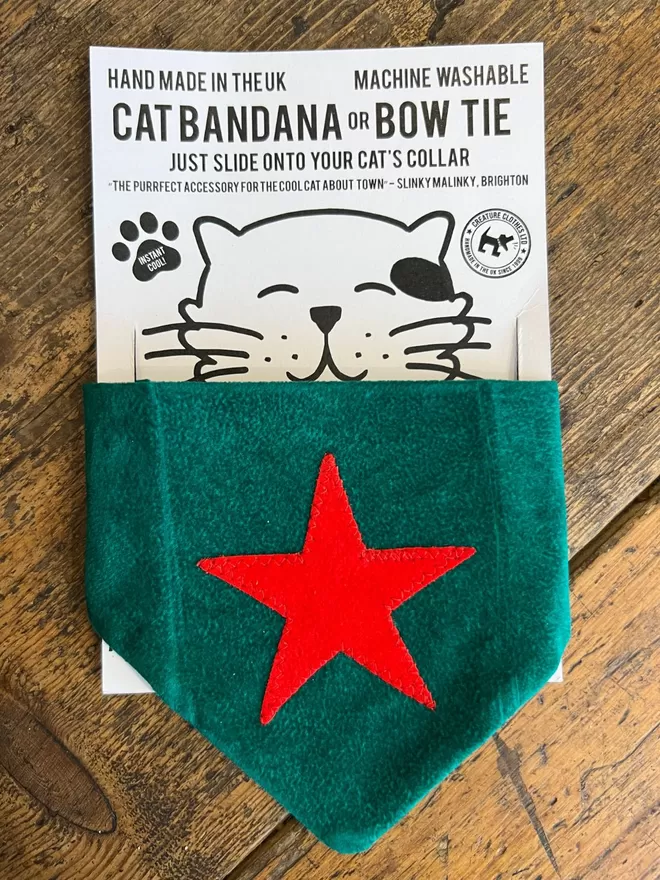 Green Christmas Star Bandana For Cats