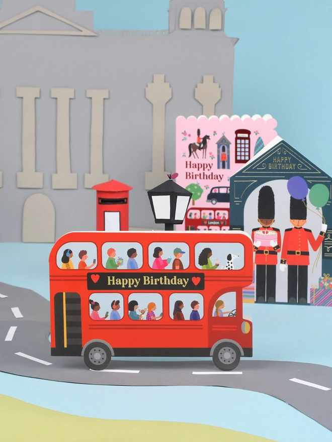 'Happy Birthday' London Bus Die-Cut Card