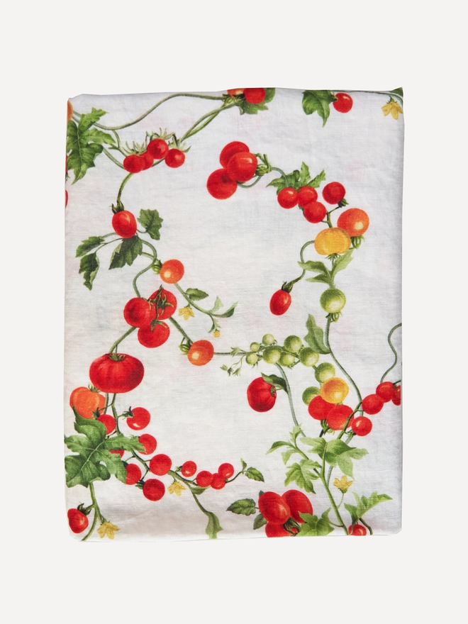 Tomato printed linen tablecloth