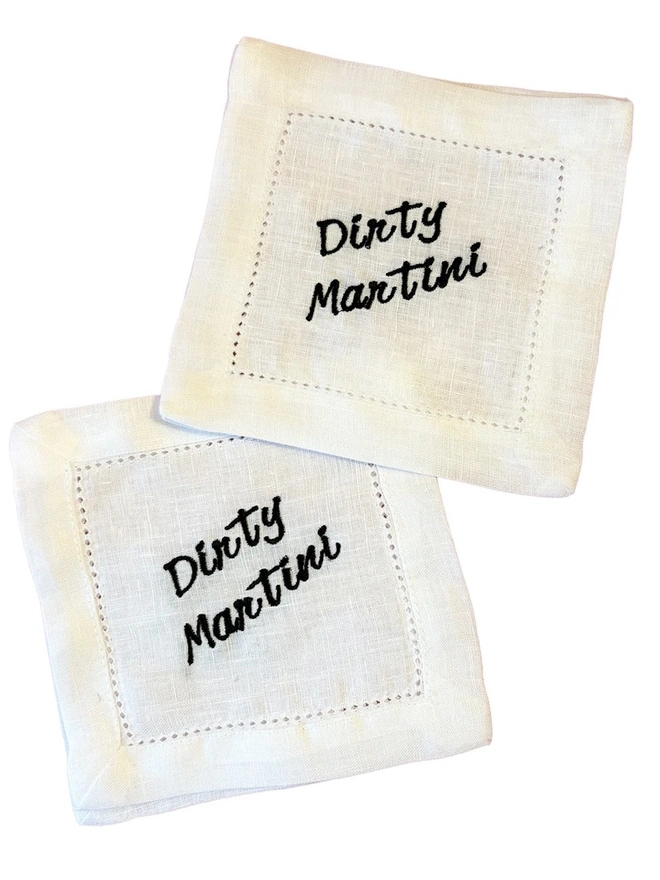 Personalised Embroidered Reusable Cocktail Napkin (Set Of 2)