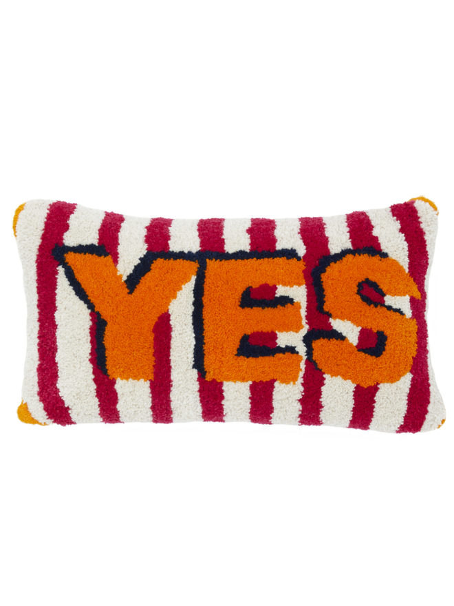 YES - Pink and Orange Hand Tufted Cushion