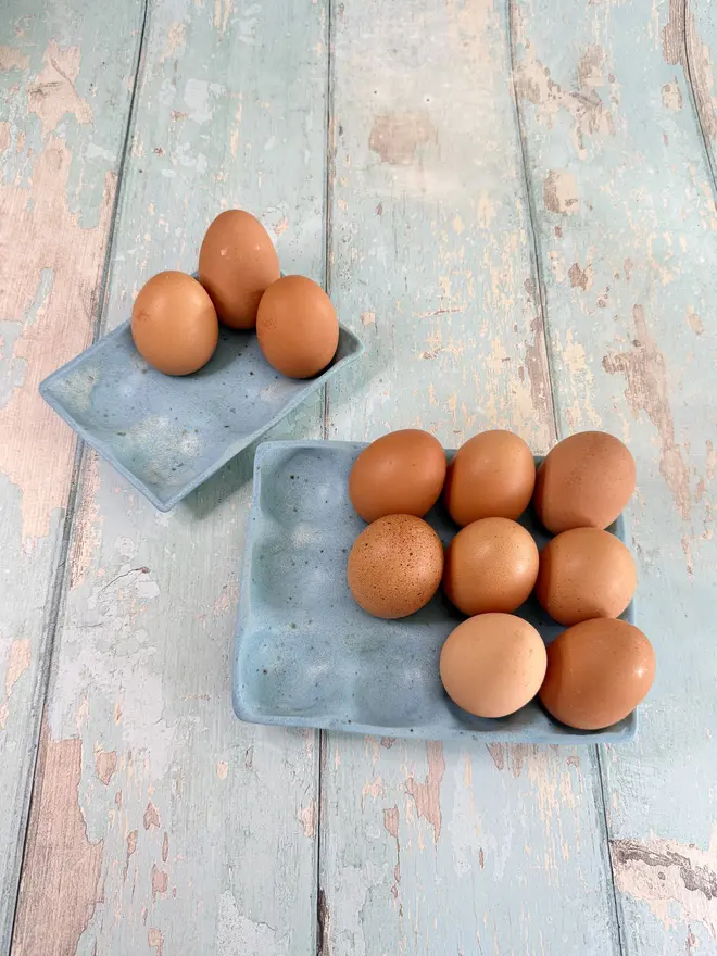 Blue Ceramic Egg Tray kitchen storage 