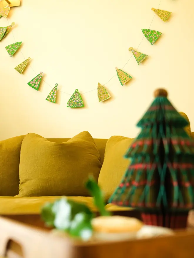 Midcentury Trees Sewn Garland (Set Of 6)