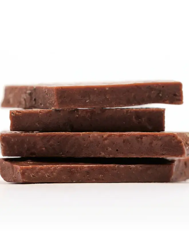 Cox&Co Sharing Shards Pouch - Single Origin Pure Cacao, a collection of chocolate shards sitting on a table surface. 