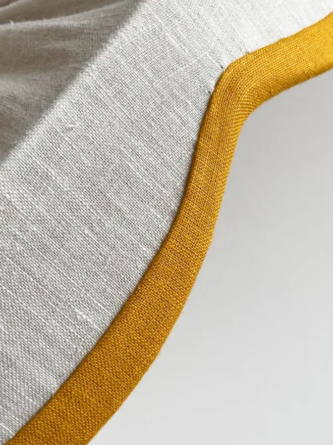 natural linen and mustard lampshade upclose