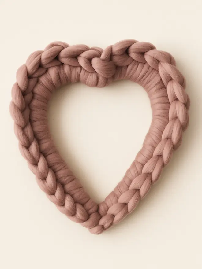 Chunky Knitted Heart Wreath