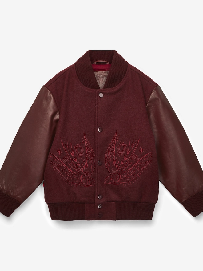 Wild & Free Wool & Leather Maroon Jacket 