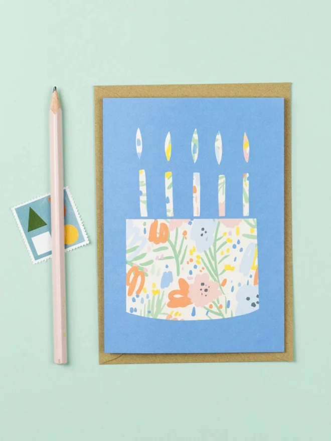 Floral Birthday Cake Greeting Card