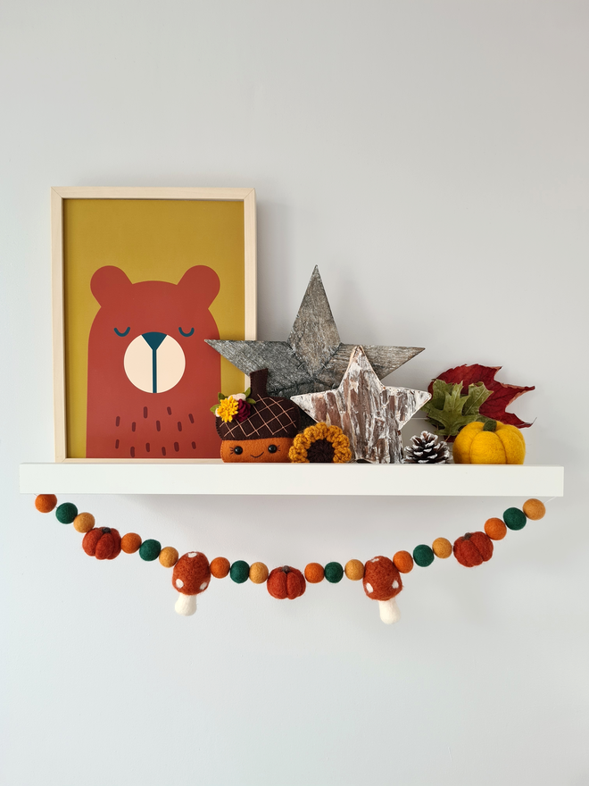 Autumnal Toadstool And Pumpkin Garland