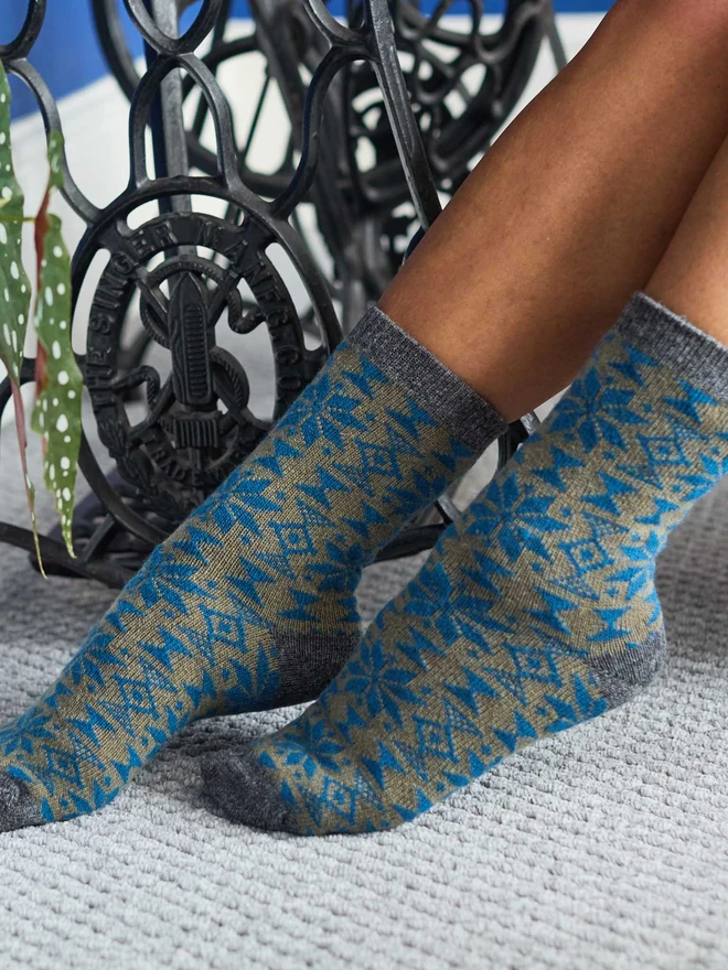 Colourful Wool Ankle Socks, Modelled In A Colourful Room