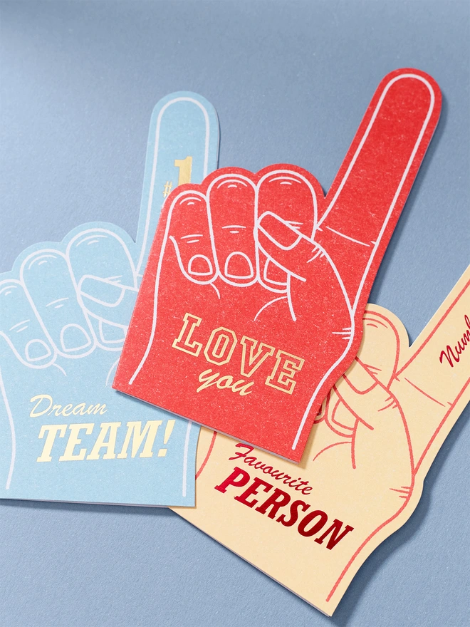 foam finger cards love cards for valentines day foil detail