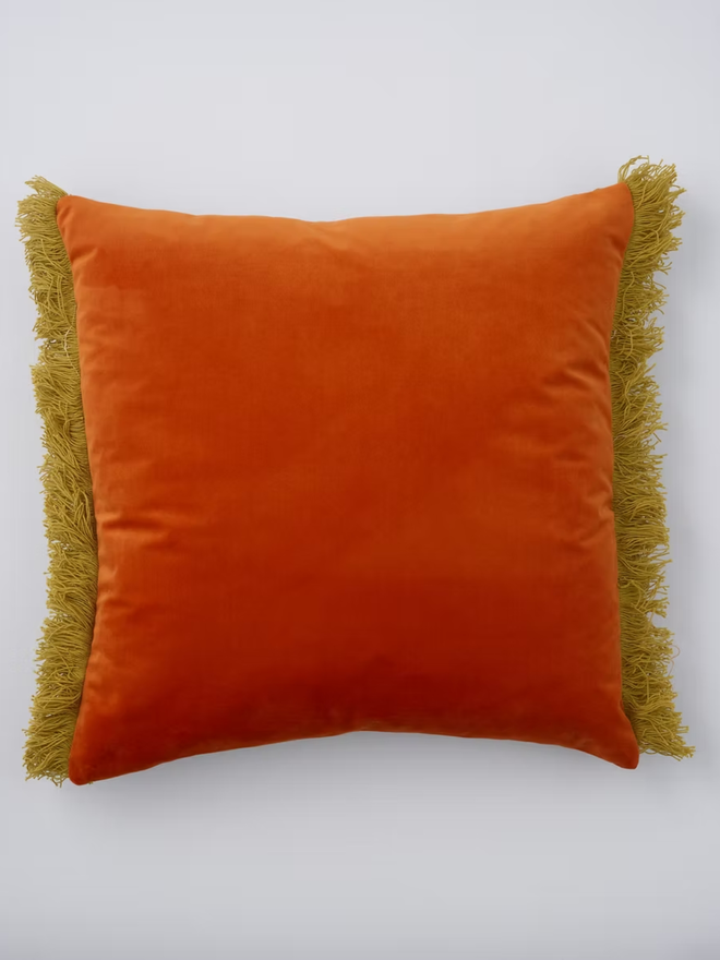 caoimhe cactus square cushion. the velvet back of a square cushion.
