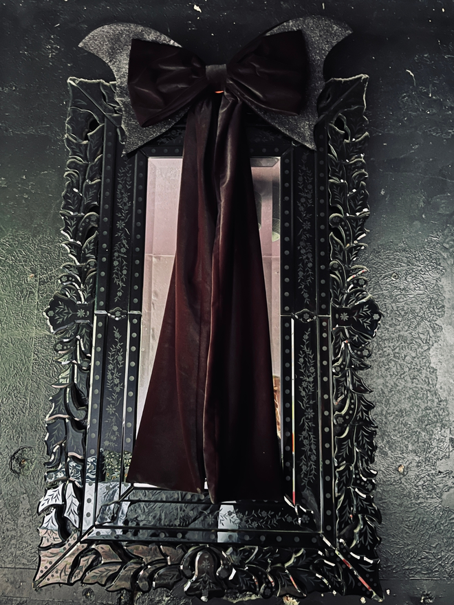 velvet black halloween bow