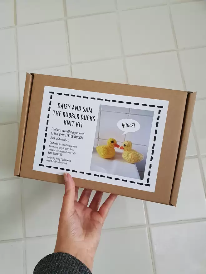 rubber ducks knitting kit in gift box