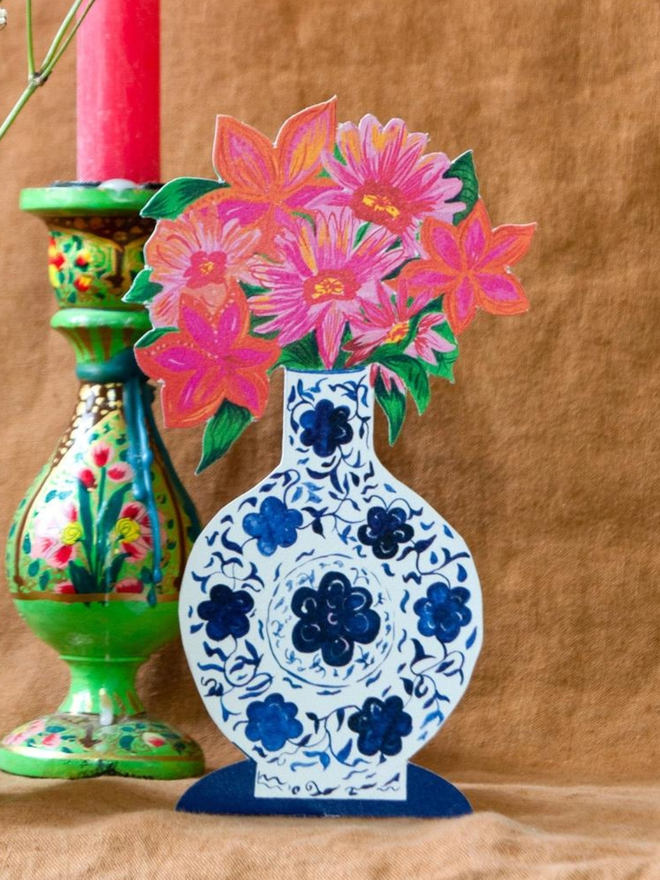 Pack of 4 magical pop up decoration vases greeting cards 