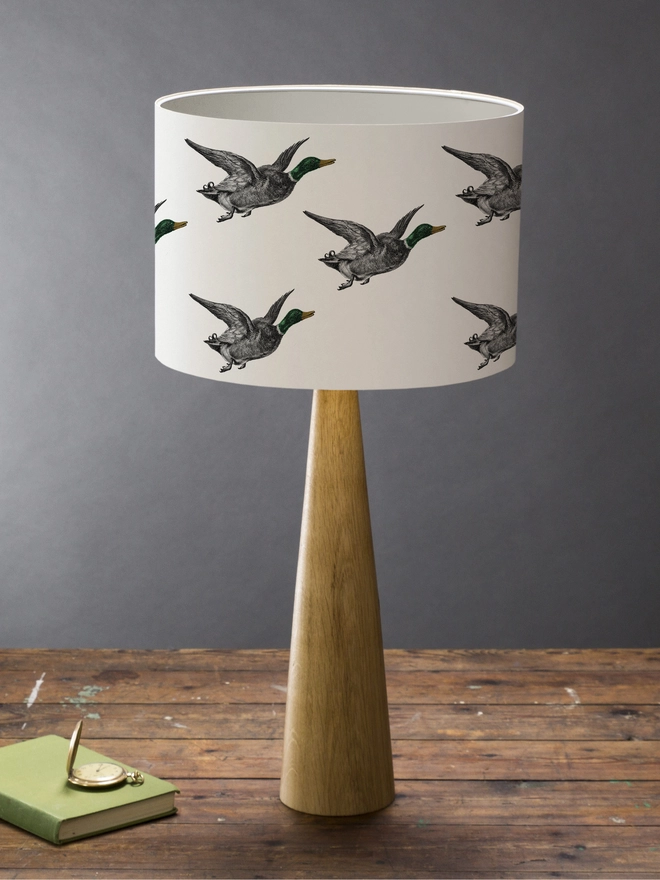Ducks lampshade handmade on a lamp