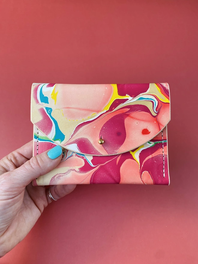 colourful leather purse