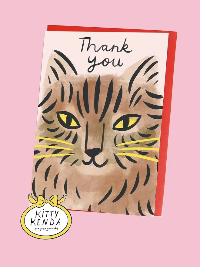 'Thank You' Tabby Cat Greeting Card